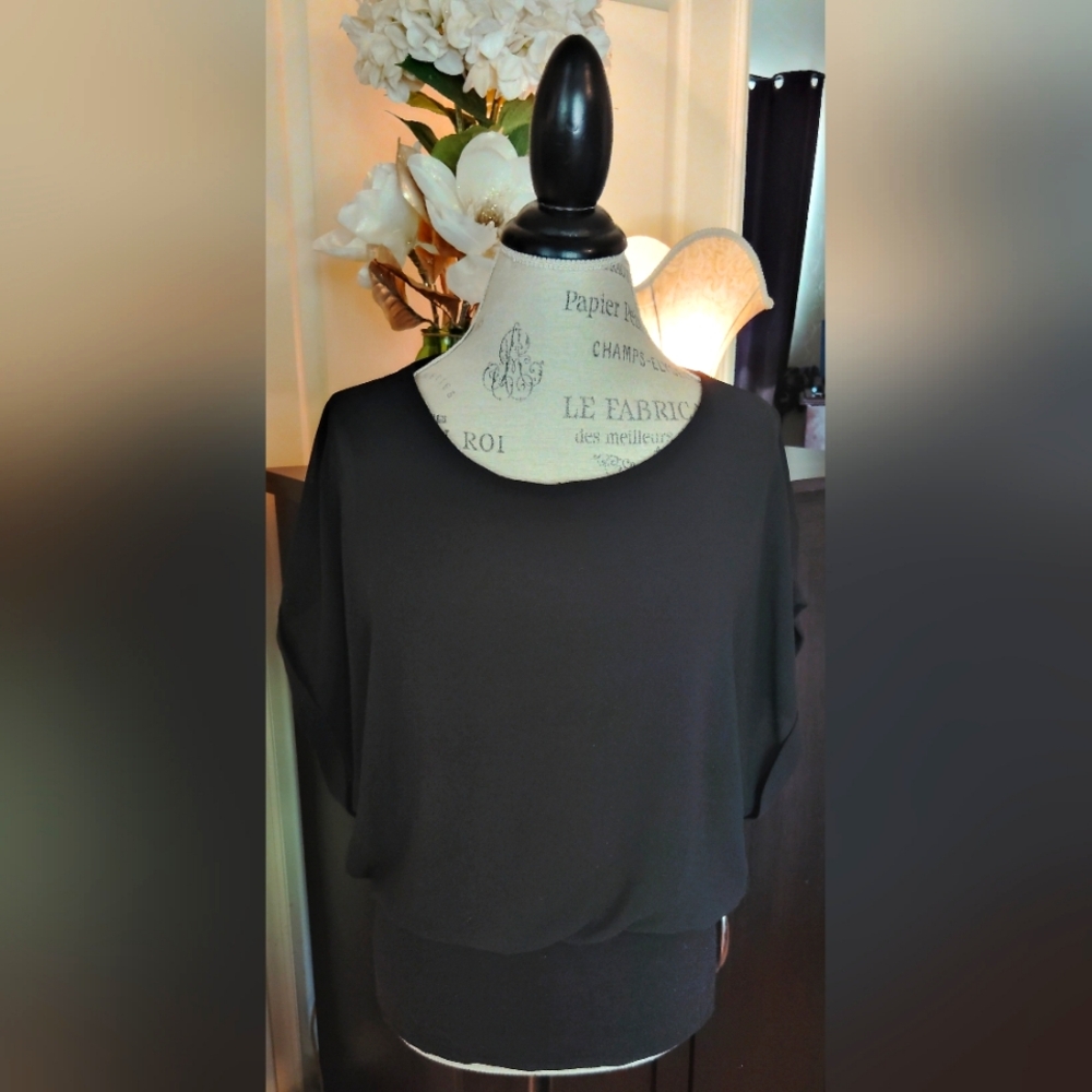 Joseph A Black Butterfly Sleeve Top